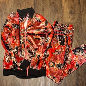 INC International Concepts Red and Black Paisley Tracksuit